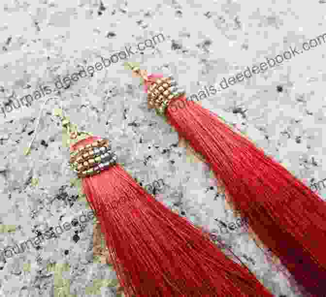 A Pair Of Earrings Made From Vintage Beads, Featuring A Tassel Design Spun Cotton Crafts: 25 Vintage Projects For The Nostalgic Crafter
