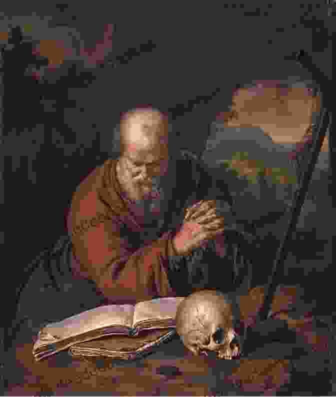 A Serene And Contemplative Painting Of A Hermit Kneeling In Prayer, Surrounded By A Woodland Setting 88 Color Paintings Of Gerrit Dou (Gerard Douw Dow) Dutch Golden Age Painter (April 7 1613 February 9 1675)