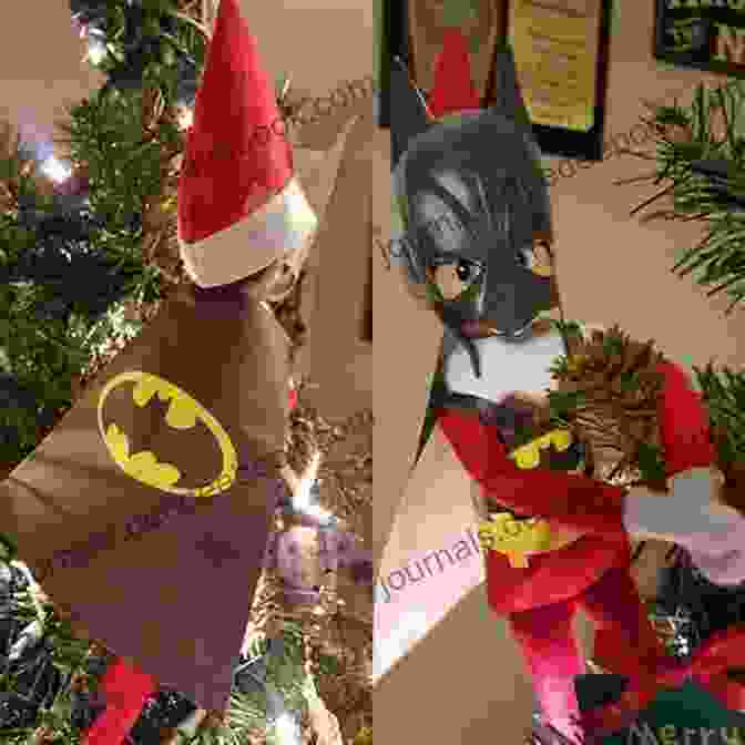 Batman As An Elf, Wearing A Green And Red Suit, A Pointed Elf Hat, And Pointed Ears. Christmas Heroes (DC Justice League)