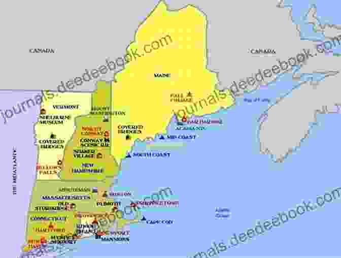 Detailed Map Of New England, Highlighting Major Cities, National Parks, And Popular Tourist Destinations Insight Guides Explore New England (Travel Guide EBook)