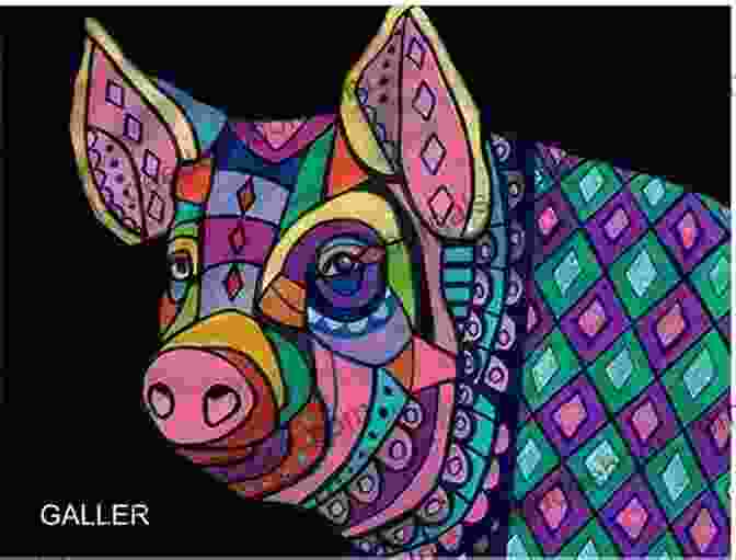 Heather The Pig Painting A Colorful Abstract Masterpiece On A Canvas. A Pig Called Heather Harry Oulton